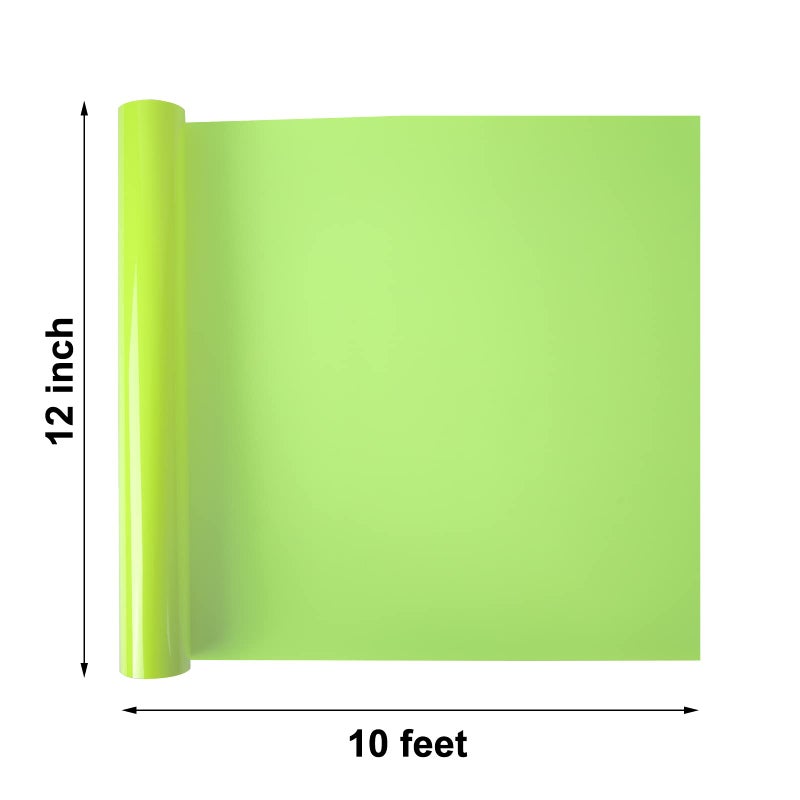 FUNKAKA Glow in The Dark Heat Transfer Vinyl Roll  12"" x 10ft Luminous Neon Yellow Iron on Vinyl for All Cutter Machine  Glow in The Dark HTV Vinyl for T-Shirts Easy to Cut & Weed for Heat Vinyl DIY - Image 3